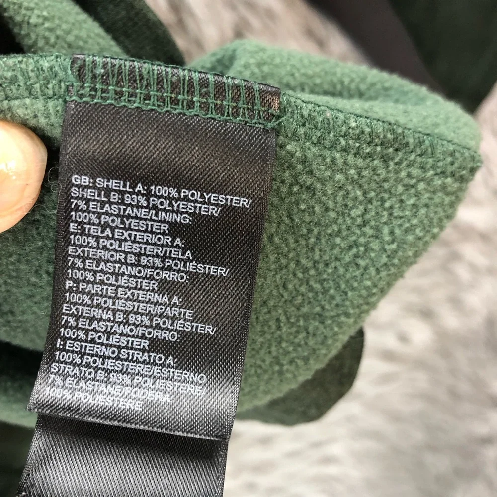 North Face Pullover Mens Large Quarter Zip Fleece Inside Logo Green Zipper